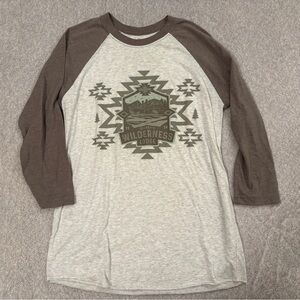 Disney Long Sleeve Raglan Tee - Heather Gray Body with Brown Sleeves